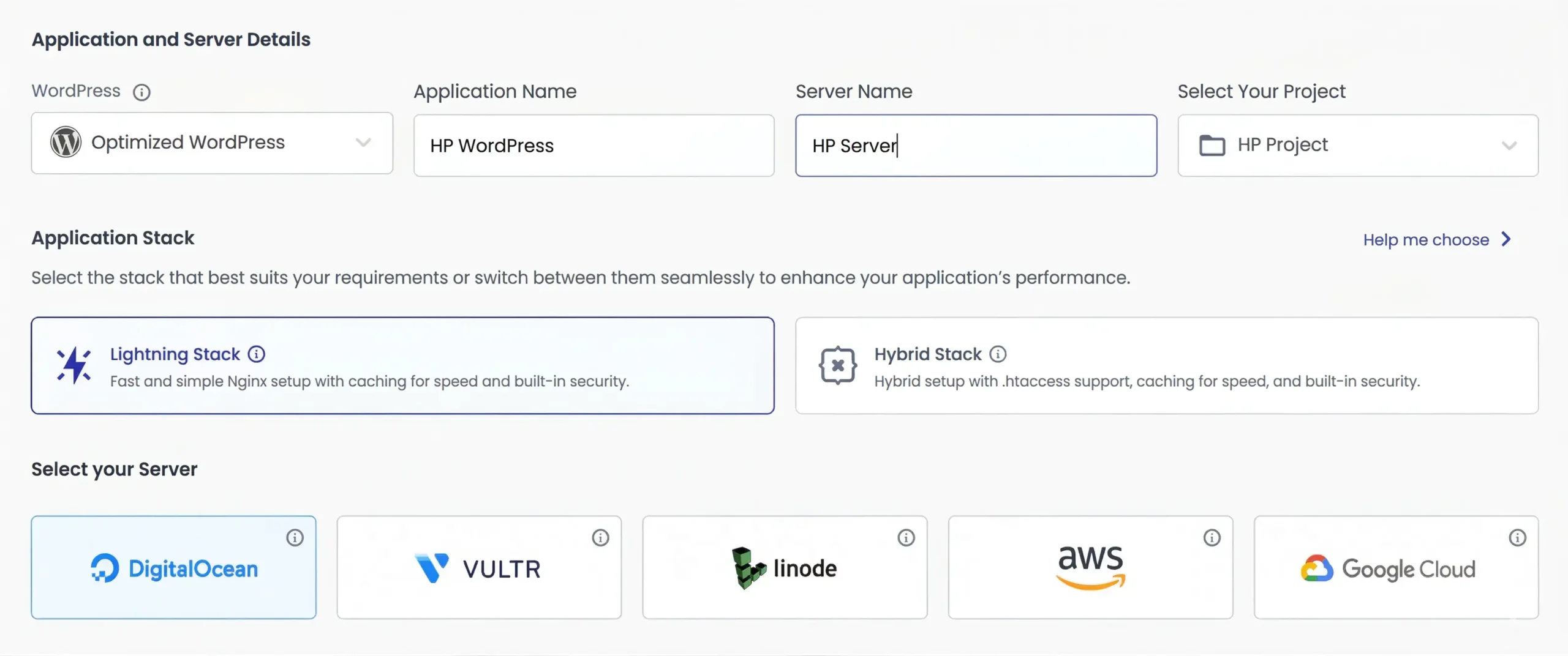 Cloudways Coupon Code & Promo Code: Latest Offers 4 Cloudways server setup screen with DigitalOcean, Vultr, Linode, AWS and Google Cloud options
