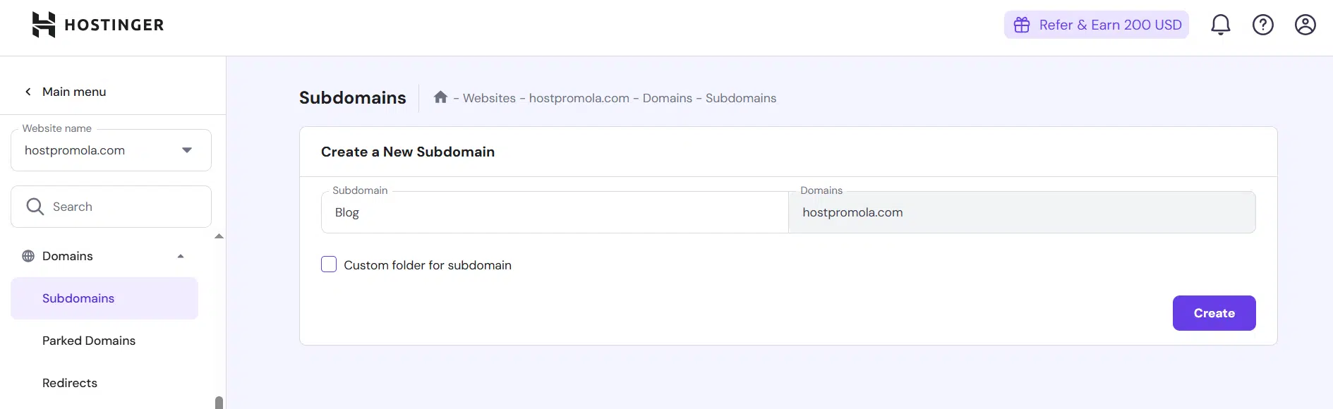 Hostinger Sub Domain Create a Subdomain in Hostinger